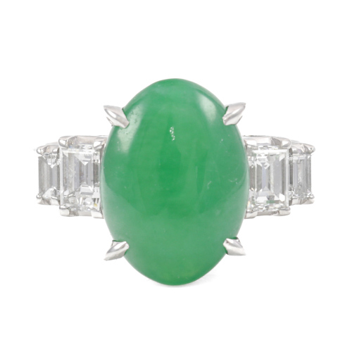 6.05ct Jadeite Jade & 1.15ct Diamond Ring