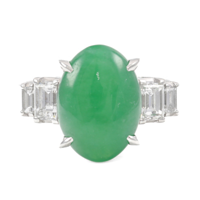 6.05ct Jadeite Jade & 1.15ct Diamond Ring