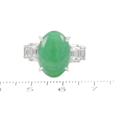 6.05ct Jadeite Jade & 1.15ct Diamond Ring - 2