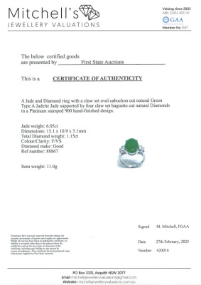 6.05ct Jadeite Jade & 1.15ct Diamond Ring - 4