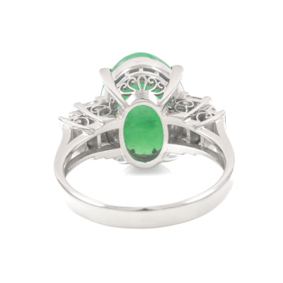 6.05ct Jadeite Jade & 1.15ct Diamond Ring - 5
