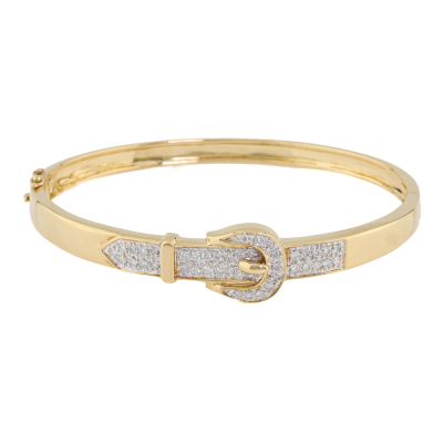 Diamond Buckle Bangle 18ct Gold