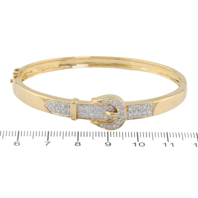 Diamond Buckle Bangle 18ct Gold - 2
