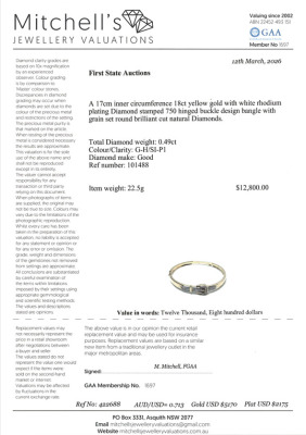 Diamond Buckle Bangle 18ct Gold - 3