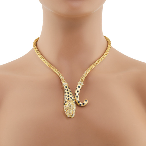 Sapphire, Diamond & Ruby Leopard Necklace