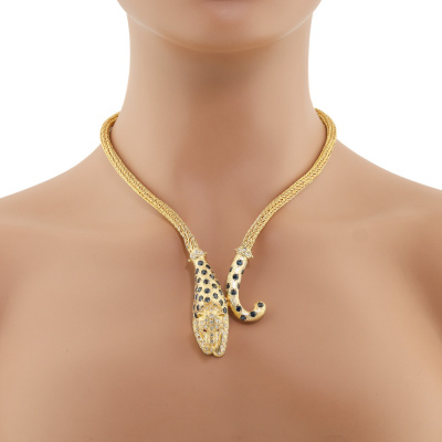 Sapphire, Diamond & Ruby Leopard Necklace