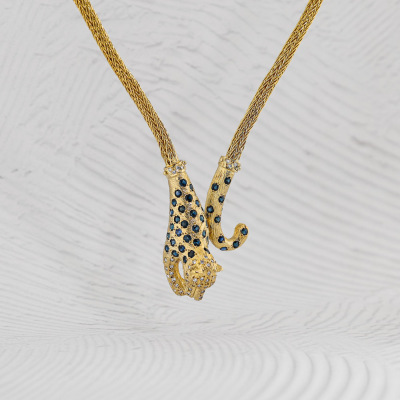 Sapphire, Diamond & Ruby Leopard Necklace - 2