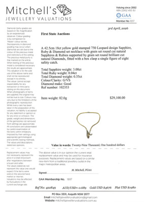 Sapphire, Diamond & Ruby Leopard Necklace - 3