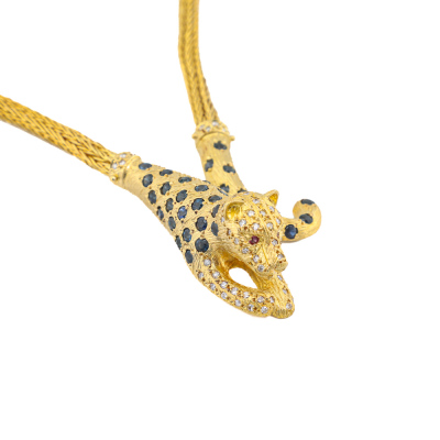 Sapphire, Diamond & Ruby Leopard Necklace - 6