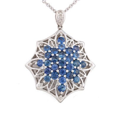 3.50ct Sapphire & Diamond Pendant 18ct Gold