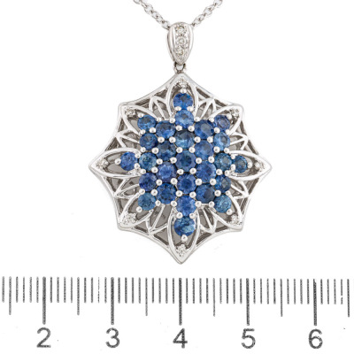 3.50ct Sapphire & Diamond Pendant 18ct Gold - 2