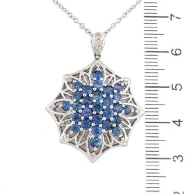 3.50ct Sapphire & Diamond Pendant 18ct Gold - 3