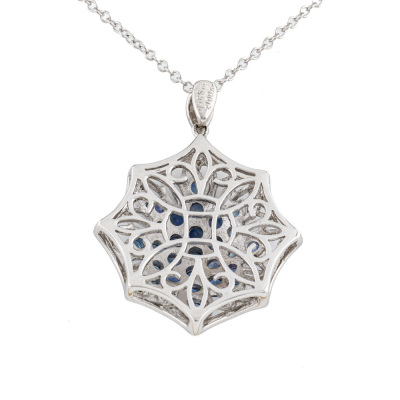 3.50ct Sapphire & Diamond Pendant 18ct Gold - 4