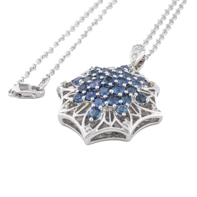 3.50ct Sapphire & Diamond Pendant 18ct Gold - 5