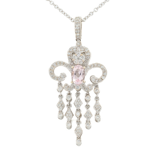 0.73ct Morganite & Diamond Pendant