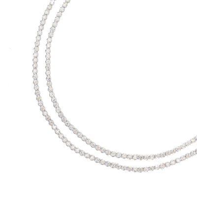 13.47ct Diamond 2 Row Tennis Necklace, 14ct Gold - 3