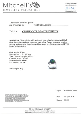 3.20ct Opal and 0.92ct Diamond Ring - 4