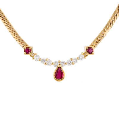 0.52ct Ruby & 0.61ct Diamond Necklace