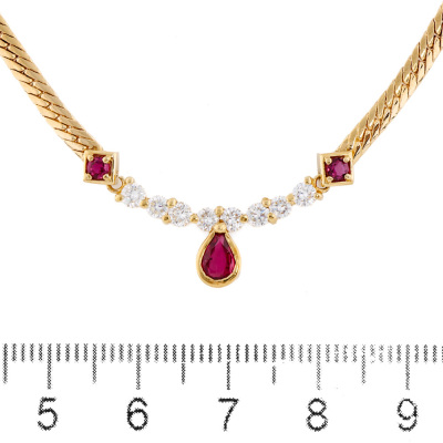 0.52ct Ruby & 0.61ct Diamond Necklace - 3