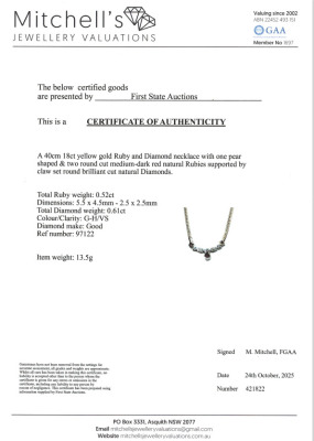 0.52ct Ruby & 0.61ct Diamond Necklace - 4