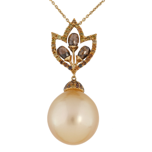 Autore Golden South Sea Pearl, Sapphire & Diamond Necklace