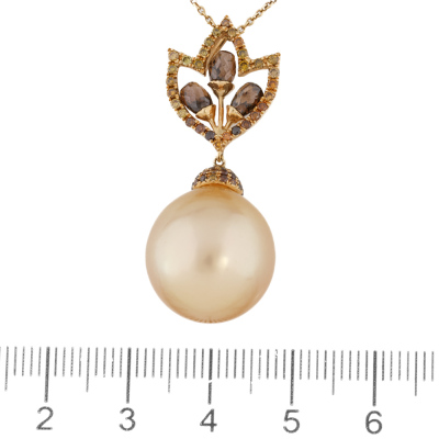 Autore Golden South Sea Pearl, Sapphire & Diamond Necklace - 2