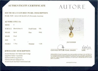 Autore Golden South Sea Pearl, Sapphire & Diamond Necklace - 4