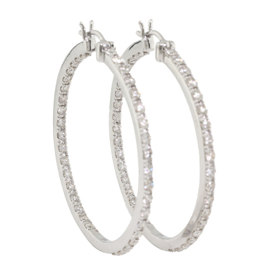2.41ct Diamond Hoop Earrings - 2