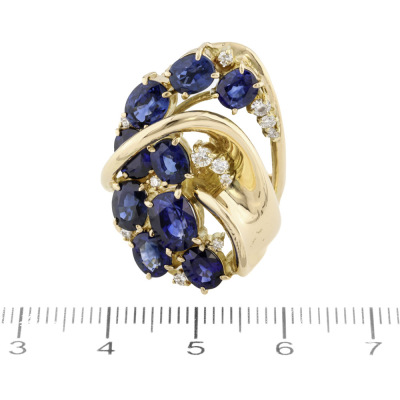 6.96ct Sapphire & Diamond Ring, 18ct 17.1g - 2