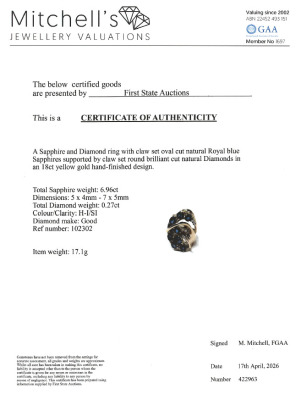 6.96ct Sapphire & Diamond Ring, 18ct 17.1g - 4