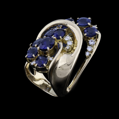6.96ct Sapphire & Diamond Ring, 18ct 17.1g - 6