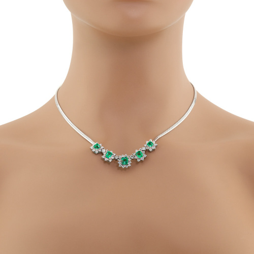 3.05ct Emerald & 2.15ct Diamond Necklace