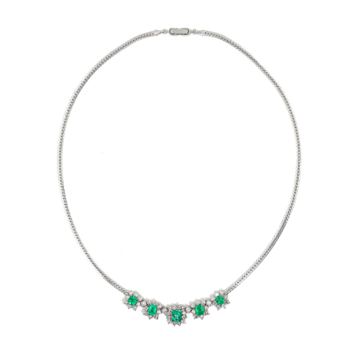 3.05ct Emerald & 2.15ct Diamond Necklace - 2