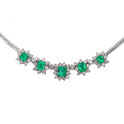 3.05ct Emerald & 2.15ct Diamond Necklace - 3