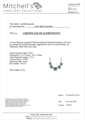 3.05ct Emerald & 2.15ct Diamond Necklace - 4