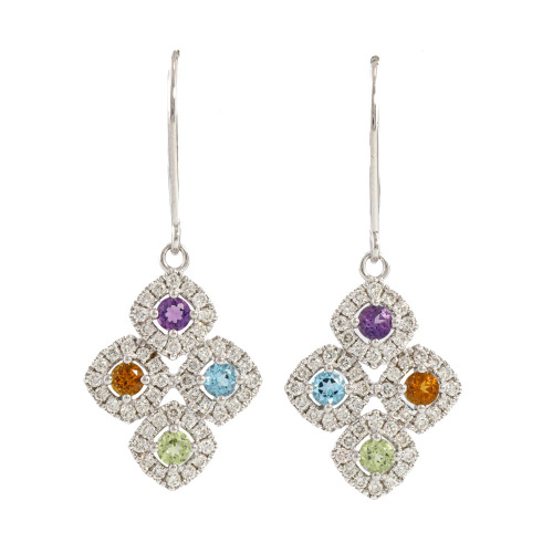 0.54ct Multi Gemstone & Diamond Earrings