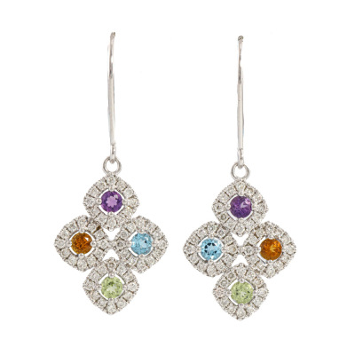 0.54ct Multi Gemstone & Diamond Earrings