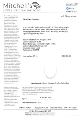 5.40ct Champagne Diamond Tennis Necklace - 3