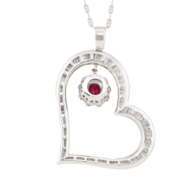 1.04ct Madagascan Unheated Ruby & 6.05ct Diamond Pendant GIA - 5