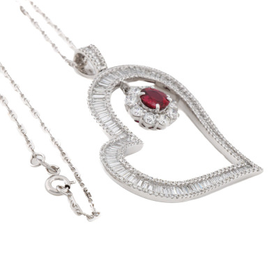 1.04ct Madagascan Unheated Ruby & 6.05ct Diamond Pendant GIA - 6