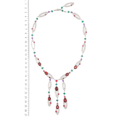 Garnet, Emerald, Tourmaline & Diamond Necklace - 3