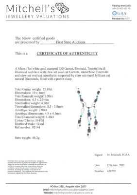 Garnet, Emerald, Tourmaline & Diamond Necklace - 4