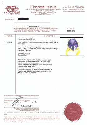 15.40ct Amethyst Ring, 18ct Gold 9.6g - 4