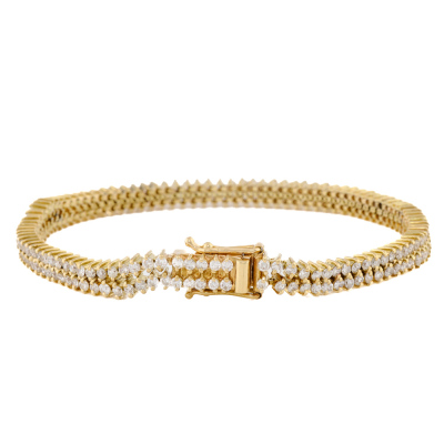 4.01ct Two Row Diamond Bracelet - 2