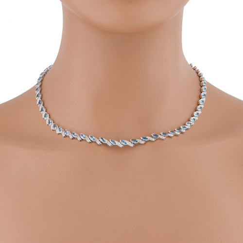 13.50ct Blue Topaz & Diamond Necklace