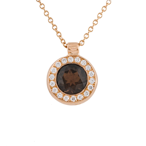 0.76ct Smoky Quartz & Diamond Pendant
