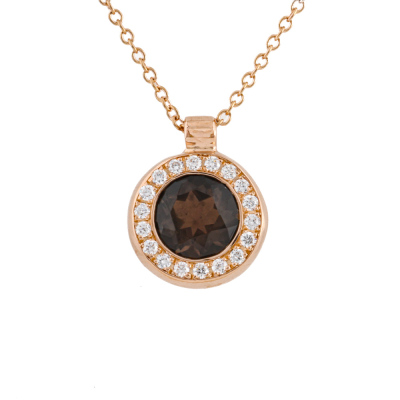 0.76ct Smoky Quartz & Diamond Pendant