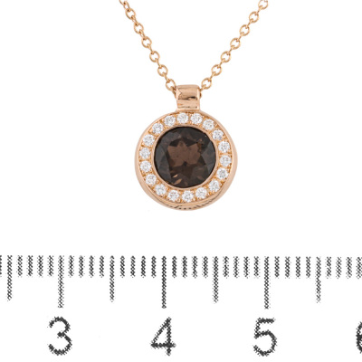 0.76ct Smoky Quartz & Diamond Pendant - 2