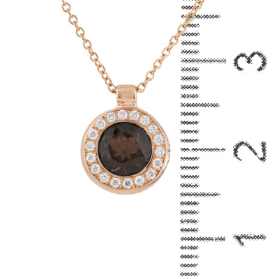 0.76ct Smoky Quartz & Diamond Pendant - 3