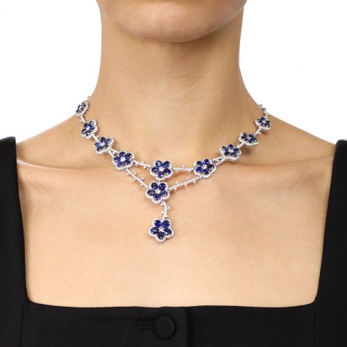 29.16ct Sapphire & 6.50ct Diamond Necklace